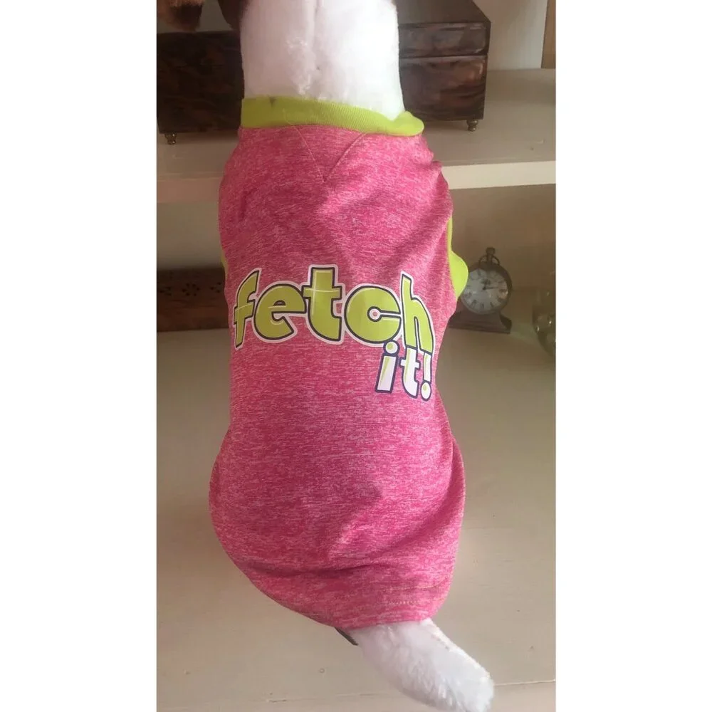 Pet Dog Apparel T-Shirt Tank Fetch It Size Medium